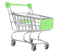 Veemoon Carrito de Compras de Juguete Pequeño Verde Mini Carrito de Supermercado de Simulación para Niños Decoración de Escritorio y Almacenamiento para Juegos de Roles