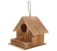 Veemoon Casa de Madera para Colibríes al Aire Libre 17.5x18.2x17.2 Cm Pino Quemado Nido Colgante para Pájaros Pequeños Jardín Caja Nido Resistente Intemperie para Cría y Descanso