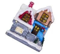 Veemoon Casa Iluminada de Resina para Decoración Navideña Casita de Pueblo Navideño Luz LED Adorno de Mesa para Navidad Decoración Festiva para Escritorio Obsequio Único