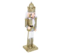 Veemoon Cascanueces de Madera Figura Rey Soldado Brillo Dorado Decoración Navideña Artesanal para Escritorio y Hogar Pieza de Exhibición Tradicional y Muñeco Decorativo