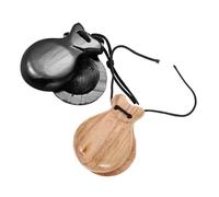Veemoon Castañuelas Españolas de Madera Natural y Negra, Instrumento de Percusión de Mano 2 Piezas para Flamenco, Juguetes Musicales para Adultos y Educación, Sonido Resonante y Duradero