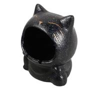 Veemoon Cenicero de Cerámica Negro Grande sin Humo Diseño Creativo de Gato para Decoración de Hogar Oficina y Balcón Multifuncional para Interiores y Exteriores