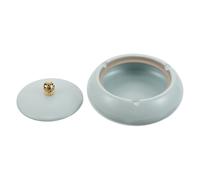 Veemoon Cenicero de Cerámica Pequeño con Tapa Resistente al Viento para Exteriores e Interiores Minimiza Olores Decoración para Patio y Terraza Fácil Limpieza Color Azul Claro