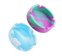 Veemoon Ceniceros de Silicona Irrompibles 2 Piezas Ranura para Cigarrillos Base Antideslizante Colores Menta y Azul para Interior y Exterior Contenedor Portátil para Oficina y Jardín