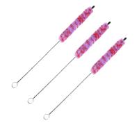 Veemoon Cepillo de Limpieza para Piccolo 3 Piezas Rojo y Púrpura Varilla Metálica Hilo Esponjoso y Caucho Herramienta Profesional para Cuidado Interno de Flautines E Instrumentos de