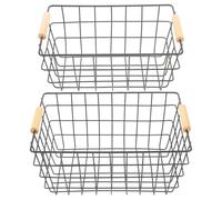 Veemoon Cesta de Rejilla Metálica para Escritorio y Almacenamiento Juego de 2 Piezas Tamaño Grande y Pequeño Organizador Multifuncional para Frutas Snacks y Artículos Color Aleatorio