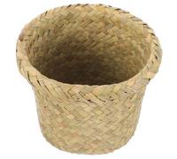 Veemoon Cesto de Basura Tejido de Algas Marinas Pequeño S 15X12 CM Color Original Papelera Resistente al Desgaste para Oficina y Hogar Bote Multifuncional para Almacenamiento y