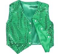 Veemoon Chaleco de Lentejuelas Verde sin Mangas para 140 Cm, Chaleco de Alto Rendimiento para Disfraces Infantiles y Baile Jazz, Ropa de Festival Hip Hop y Teatro
