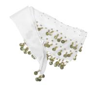 Veemoon Cinturón de Cadena para Danza del Vientre Mujer con 72 Monedas Doradas, Pañuelo de Gasa de Color Claro para Cadera, Accesorio Ajustable para Disfraz y Baile Oriental