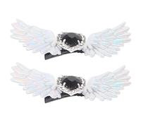 Veemoon Clips para Zapatos de Ala de Ángel Gótico Gemas de Imitación, Par de Hebillas Decorativas Plateadas para Botas Estilo Harajuku, Accesorios Brillantes para Calzado Lolita