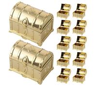 Veemoon Cofres del Tesoro Pirata Pequeños para Caja Decorativa Dorada 12 Unidades Mini Cofre de Plástico PP Resistente para Premios y Regalos en Fiestas Temáticas Piratas