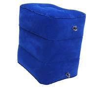 Veemoon Cojín para Reposapiés Inflable Ajustable Plegable Azul Oscuro para Viaje en Avión Cómodo y Portátil Doble Válvula de Inflado Rápido
