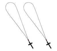 Veemoon Collar Colgante de Cruz de Madera de Ébano Negro, 2 Piezas, Cadena Resistente, Joyería Religiosa Unisex para Oración, Collar de Fe Cristiana para Iglesia y Uso Diario