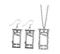 Veemoon Collar Colgante Gótico y Pendientes de Guillotina Oscuros en Aleación Antigua, Conjunto Vintage para Halloween y Noche de Todos los Muertos, Joyas Góticas Elegantes Unisex,