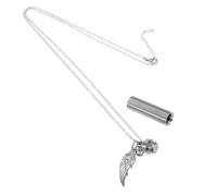 Veemoon Collar Colgante para Cenizas de Acero de Titanio, Medallón Conmemorativo Pequeño Diseño de Alas de Ángel, Joyería Ligera para Recuerdo de Mascotas y Seres Queridos