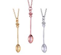 Veemoon Collar de Aleación Ligera Colgante de Cuchara, Set de 3 Piezas (Dorado, Plateado, Rosa), Cadena para Mujer, Adecuado para Fiestas y Uso Cotidiano