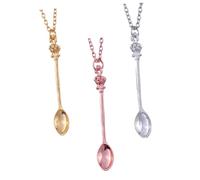 Veemoon Collar De Clavícula Para Mujer Colgante De Cuchara Clásico, Aleación Ligera y Duradera, Set De 3 Piezas Dorado, Plateado y Rosa, Accesorio De Bisutería Adecuado Para Fiestas y Uso Diario