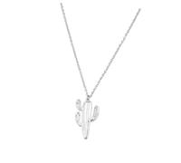 Veemoon Collar De Mujer Con Colgante De Cactus Plateado Elegante Cadena Plata Ley Joyería Para Señoras Regalo Romántico Para Eventos y Ocasiones Especiales