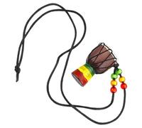 Veemoon Collar de Músico Dije Mini Djembé Africano de Madera y Piel de Cabra, Accesorio Unisex para Amantes Música en Fiestas y Eventos, Color Marrón Oscuro, Collar Ajustable