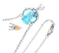 Veemoon Collar para Mujer Colgante en Forma de Corazón y Tiara, Frasco Difusor de Perfume y Aceite Esencial, Aleación Cristales, Color Azul Claro, Joyería Minimalista Elegante para Uso