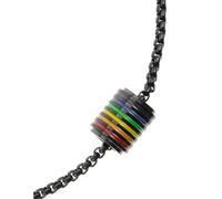 Veemoon Collar Unisex Cilíndrico de Acero Inoxidable Negro Colgante Arcoíris, Joyas de Igualdad y Amistad, Accesorio Moderno para Decoración del Cuello y Uso Diario en Festivales