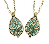 Veemoon Collares de Aceites Esenciales para Mujer, Colgantes de Aromaterapia Vintage Diseño Grabado, Medallones Mini para Suéter, 2 Piezas, Joyería Difusora Ligera y Elegante