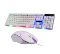 Veemoon Colocar Ratón USB La Computadora Teclado Sensación Mecánica Teclado Computadora con Cable Teclado Iluminado Teclado USB y Cable USB Ratón y Teclado Cableado Blanco, 40I03M830E7TI4MPDCS0559I