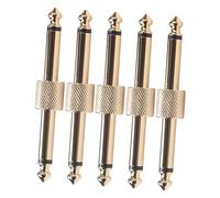 Veemoon Conectores De Cables Acoplador De Pedal De Guitarra De 5 Piezas - 1/4 Inch Conectores Tipo Recto Para Pedales De Efecto - Acabado Dorado 635 Mm