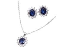 Veemoon Conjunto de Joyas Pendientes y Collar de Piedra Azul Conjunto de Collar y Aretes para Mujer Obsequio y Aretes para Novia Pendientes
