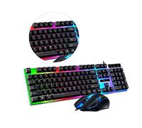 Veemoon Conjunto de Teclado y Ratón Cable para Teclado de Ordenador y Ratón USB Retroiluminación Colorida para Uso Casa o Oficina