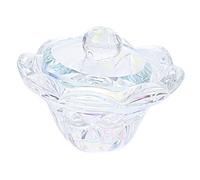 Veemoon Copa de Uñas Grande con Tapa Lotus Iridiscente, Recipiente de Cristal para Líquido Acrílico, Tazón para Manicura Profesional, Uso en Decoración de Uñas y Polvo Acrílico
