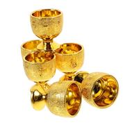 Veemoon Copa Decorativa Vintage En Plástico Dorado - Set De 6 Piezas - Tazas Ofrenda Para Agua Cáliz Sagrado Ideal Para Ceremonias Adoración y Decoración De Templos Estilo Medieval y