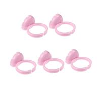 Veemoon Copas de Anillo para Pigmento y Soporte de Pestañas 100 Piezas Tamaño Estándar Herramienta de Maquillaje Profesional para Extensiones y Tatuajes de Pestañas Rosa