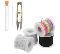 Veemoon Cordón Elástico para Abalorios 1 Mm, Hilo Elástico Redondo Fuerte, 4 Rollos (, X2,), 50 M con Herramienta para Hacer Pulseras y Collares, Suministros para Joyería Artesanal