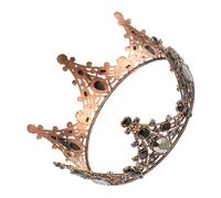 Veemoon Corona Vintage de Boda para Mujer Tocado de Cabello con Rhinestones Brillantes Diseño Completo de Corona Retro Cobre Rojo Barroco Accesorio Elegante para Novia Damas de Honor y