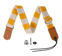 Veemoon Correa de Ukelele Ajustable de Cuero y Algodón, Diseño de Cuadros Naranja y Amarillo, Tamaño Adulto, Correa para Accesorios de Ukelele sin Taladro, Adecuado para Músicos y Viajes