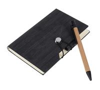 Veemoon Cuaderno Pequeño con Diseño Madera y Bolígrafo Libreta con Notas Adhesivas y Marcadores de Página para Oficina y Estudio
