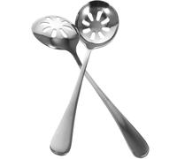 Veemoon Cucharas Ranuradas de Acero Inoxidable Pequeñas Set 2 Piezas para Servir Utensilios de Cocina Portátiles para Uso Diario en Hogar Fiestas y Restaurantes