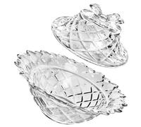 Veemoon Cuenco para Postres de Vidrio Transparente Tapa Doble Asa Juego para Cocina y Hogar Tazón para Sopa Helado y Aperitivos Recipiente Resistente y Versátil para Servir