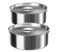 Veemoon Cuencos de Vapor de Acero Inoxidable 2 Piezas Mediano y Grande con Tapa Recipientes para Cocinar Arroz y Sopa Aptos para Microondas E Inducción Ideales para Cocina y Camping