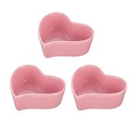 Veemoon Cuencos para Salsa Forma de Corazón 3 Piezas 90 Ml de Cerámica Rosa para Condimentos, Tazones para Postre y Helado, Ideales para Cocina, Picnic y Barbacoas