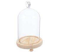Veemoon Cúpula de Cristal en Forma de Corazón 10x15 Cm Transparente con Base de Madera y Luz Cálida Led, Campana Protectora Decorativa para Exhibición, Cubierta Multipropósito para Pastel