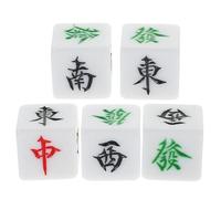 Veemoon Dados de Mahjong Acrílicos 22mm, Juego de 5 Piezas Direcciones Este Sur Oeste Norte Centro y Fá, Accesorios Portátiles para Fiesta y Juego de Mesa, Dados Grandes Resistentes