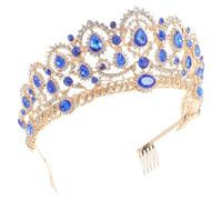 Veemoon De Novia De Oro - Tiara Brillante y Elegante Para Bodas - De Reina Para Mujer y Niña Accesorios De Pelo De Boda En Color Dorado