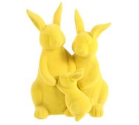 Veemoon Decoración de Pascua Figura Familiar de Conejo Flocado Amarillo, Estatua de Resina para Centro de Mesa, Decoración de Conejito para Hogar y Jardín, Set de 3 Piezas