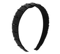 Veemoon Diadema Ancha de Cristal Cuentas Negras, Tocado Creativo para Mujer, Banda Hecha a Mano, Adecuado para Boda y Fiesta, Accesorio Delicado y Cómodo para Uso Diario