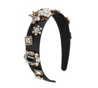 Veemoon Diadema Barroca Ancha Retro con Perlas y Cristales Accesorio Elegante y Resistente para Mujer Diseño Vintage Cómodo para Fiestas