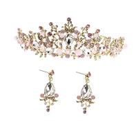 Veemoon Diadema Cristal Crown Para Novias y Niñas Banda Con Rhinestone Rosa Tocado Nupcial Para Bodas y Fiestas Adorno De Boda Elegante