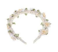 Veemoon Diadema de Flores y Perlas Tocado Nupcial Aro Pelo Diadema de Flores para Dama de Honor para Fiestas de Cumpleaños Comunión Eventos Formales