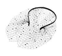 Veemoon Diadema de Malla Negra Pedrería y Perlas Velo Nupcial para Bodas y Fiestas de Té Tocado Femenino Vintage Velo Cubre Rostro Accesorio Ligero y Transpirable para Mujer